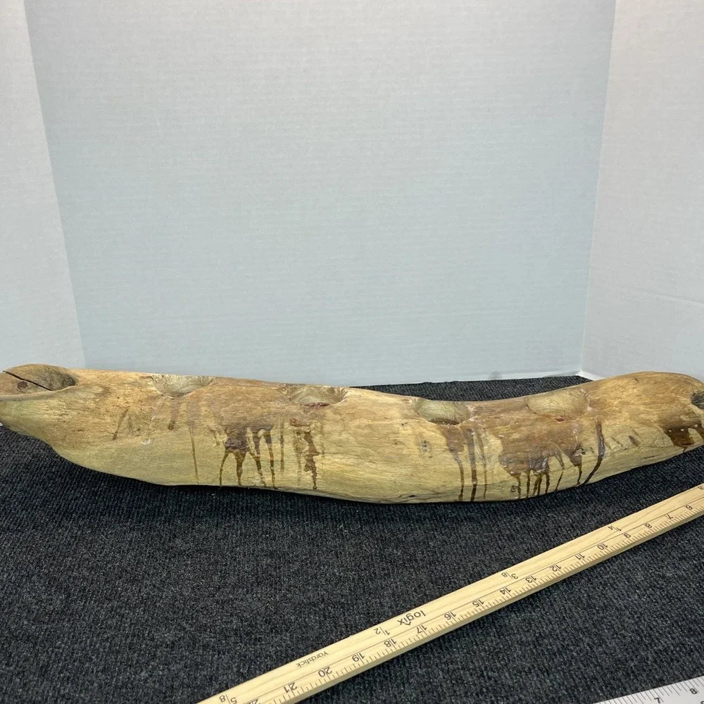 Driftwood Candle Holder Carved Art Primitive Decor Rustic Beach 28